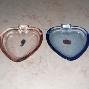 Vintage Mid Century KOF Colored Glass Trinket Dish Blue Pink